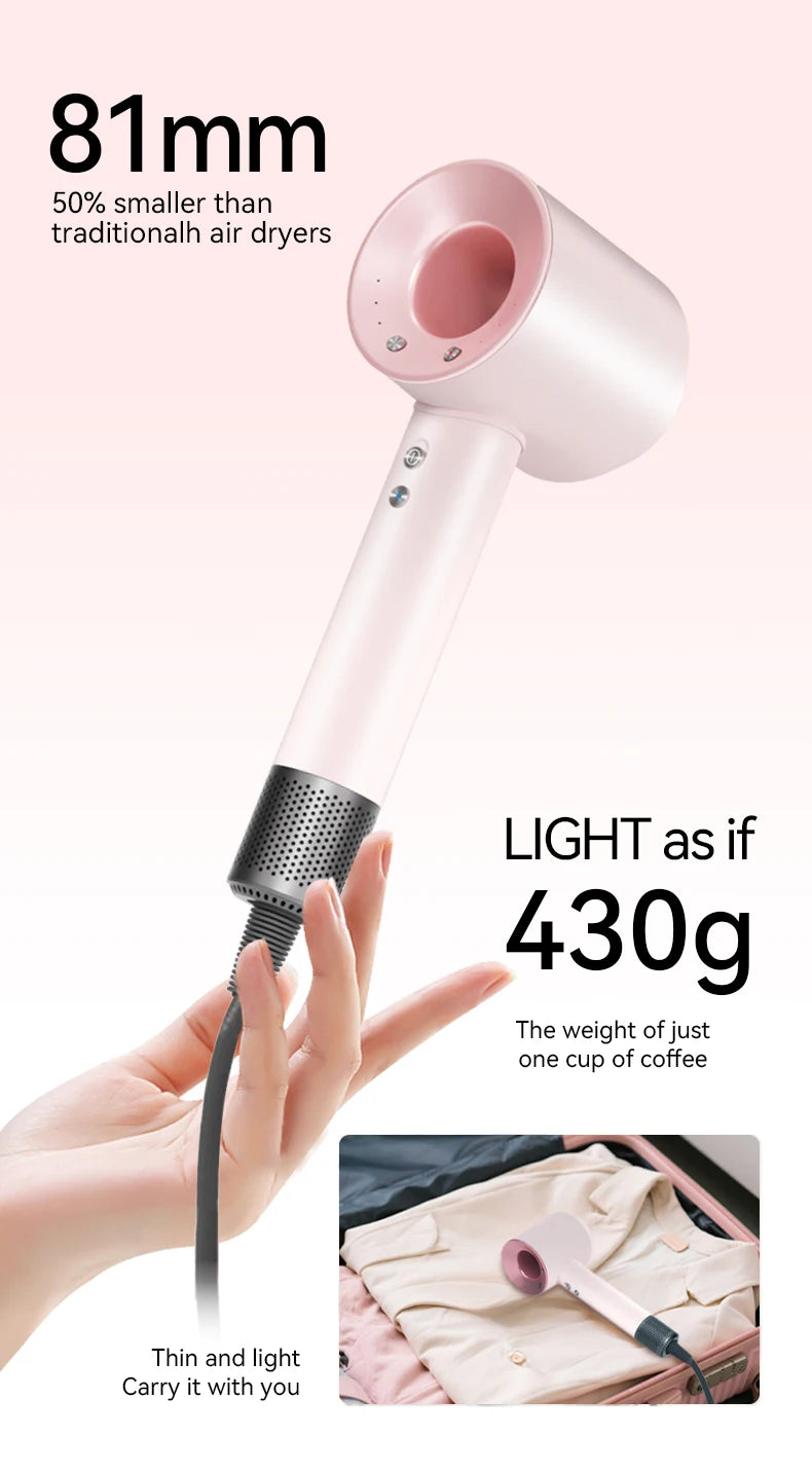 Sèche-cheveux professionnel sans feuilles, puissant et rapide, pour voyage et maison, ionique négatif, avec coffret cadeau