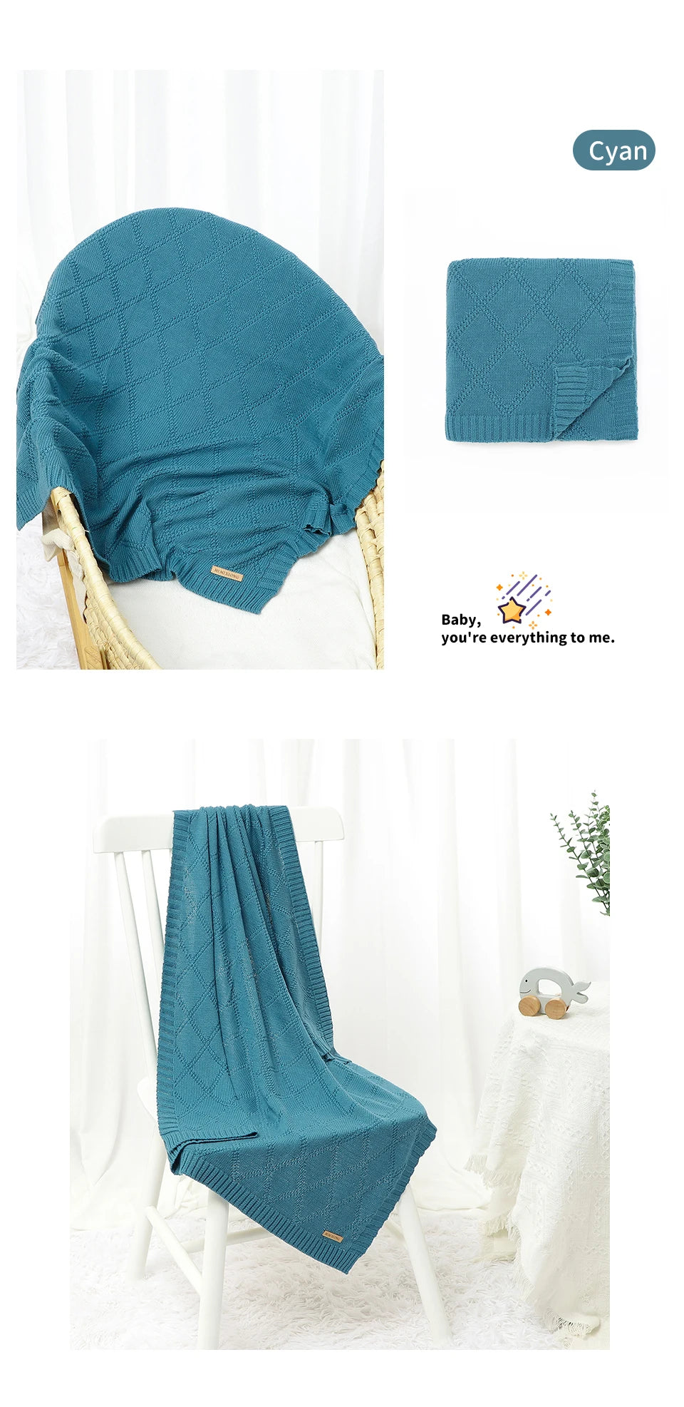 Couverture Bébé en Coton Super Douce – 90 x 70 cm