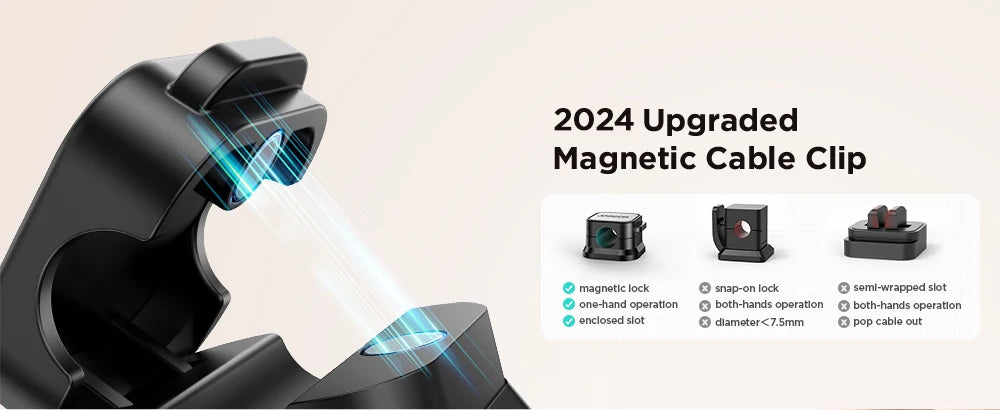 oyroom Clips de câbles magnétiques Câble lisse Support de cordon réglable sous le bureau Gestion des câbles Garde-fils Organisateur de câbles Support