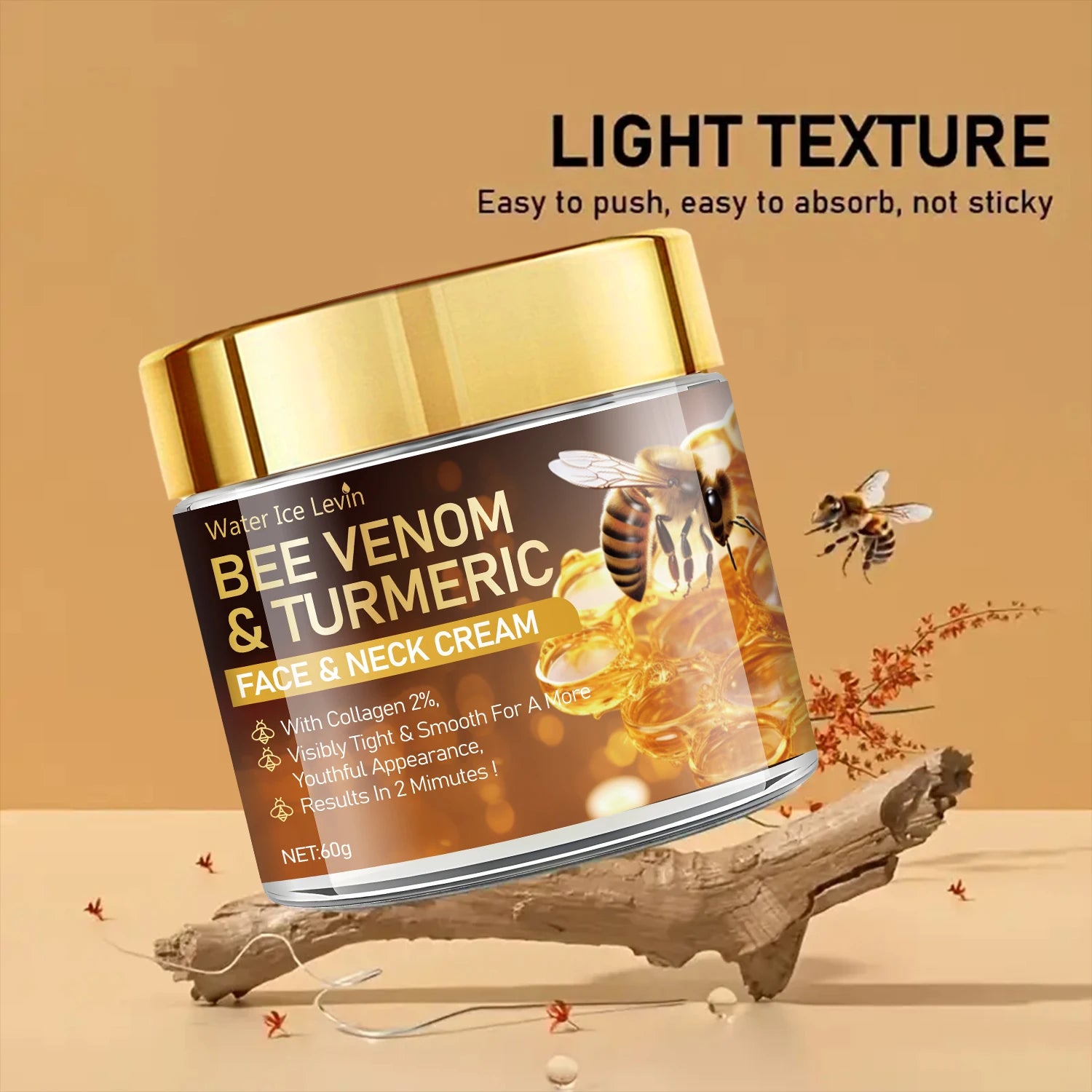 Crème Visage Lifting Instantané au Venin d’Abeille – Raffermit, Lisse et Tonifie la Peau – Sans Alcool – Contient de l’Acide Hyaluronique – Pour Tous Types de Peau