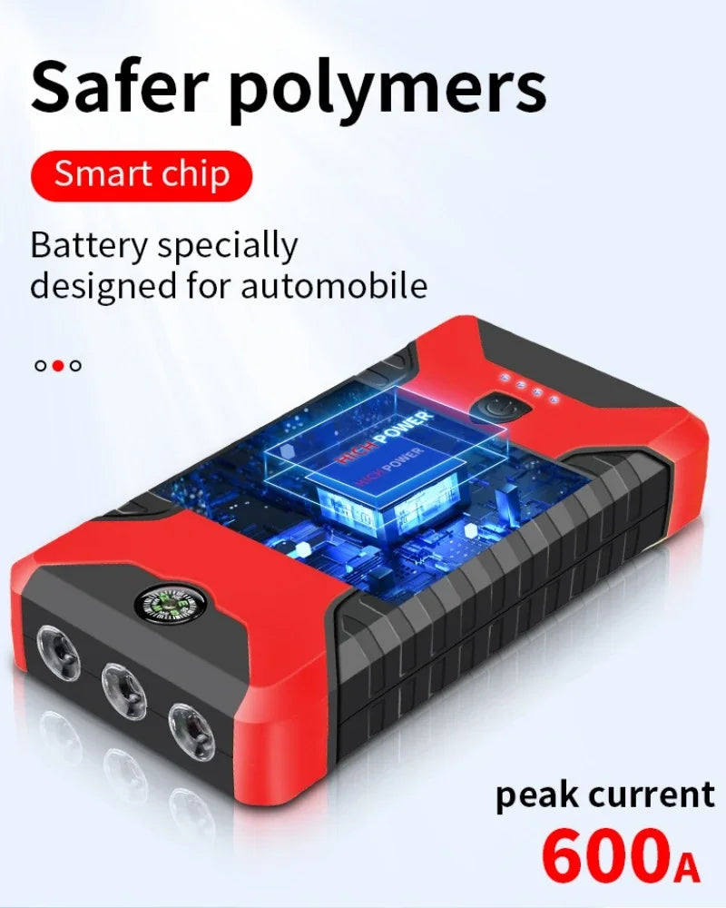 ⚡️ Démarreur de Voiture Portable 99800 mAh – Booster d’Urgence 12V 3000A pour Véhicules Essence & Diesel, Batterie de Secours Multifonction