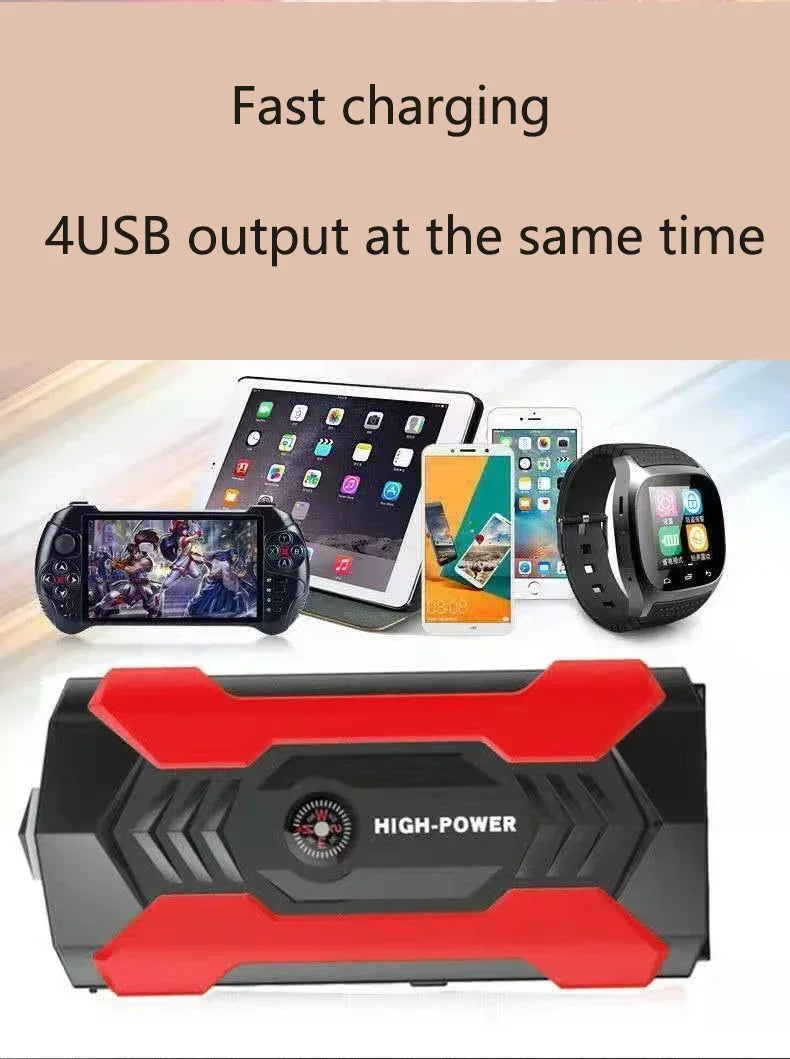 ⚡️ Démarreur de Voiture Portable – Batterie de Secours 98000 mAh, Booster de Démarrage d’Urgence avec Power Bank et Chargeur Auto