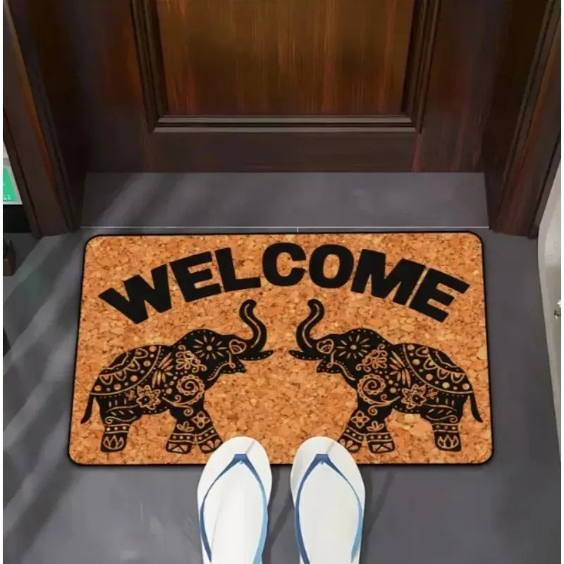 Ohemia Paillasson à motif éléphant, style bohème, exquis, pour entrée intérieure et extérieure, pour porte de chambre, décoration rétro pour la maison