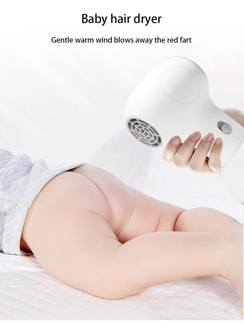 Sèche-cheveux sans fil pour enfants, petit diffuseur universel 60 W, silencieux, température constante, pour cheveux et fesses