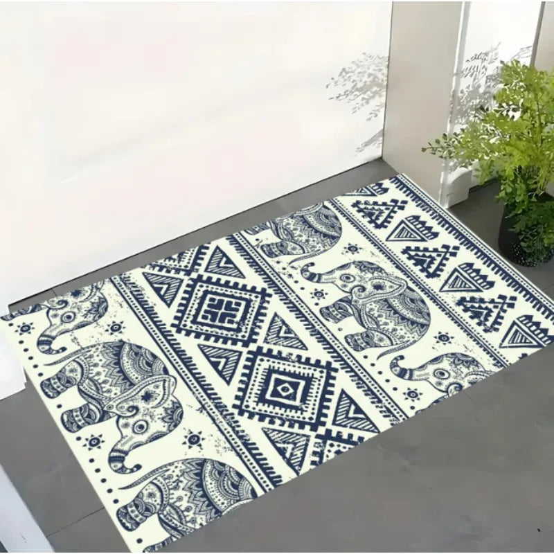 Ohemia Paillasson à motif éléphant, style bohème, exquis, pour entrée intérieure et extérieure, pour porte de chambre, décoration rétro pour la maison