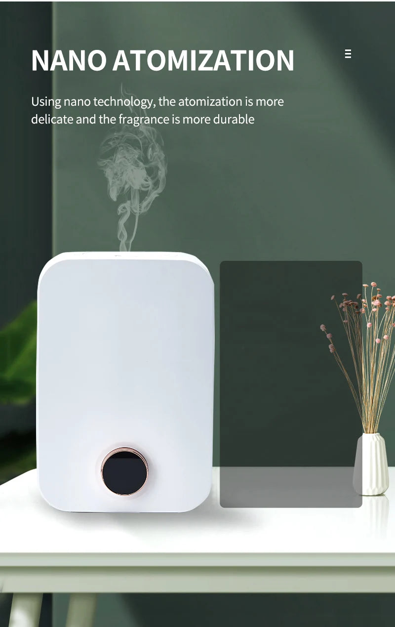 Diffuseur d’huiles essentielles sans eau avec système de nébulisation professionnel, écran LED et animations lumineuses, diffuseur de parfum intelligent pour la maison.