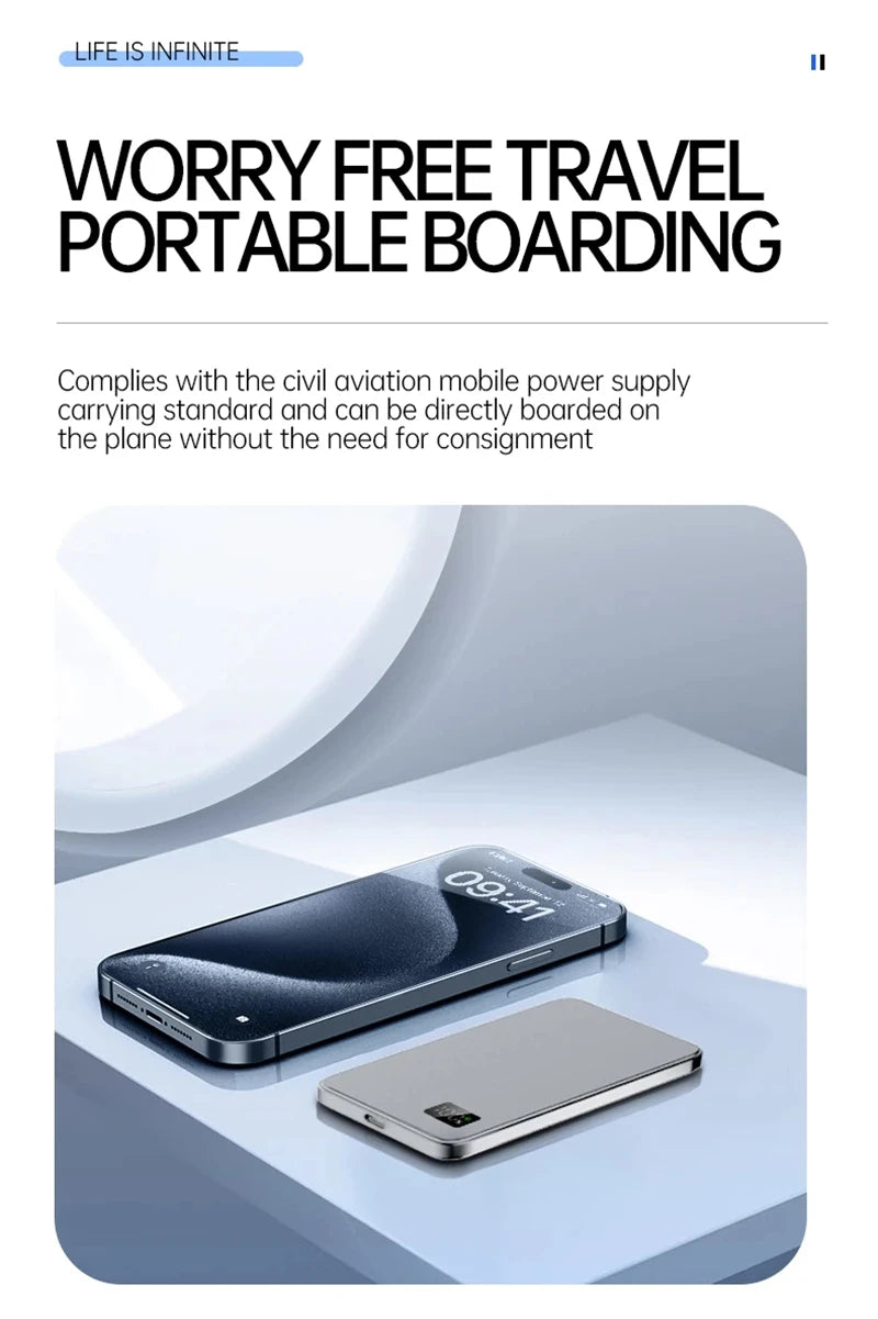 Xiaomi 50,000mAh Power Bank, 3C Certified, Slim, Ultra-Compact, MagSafe Compatible, Magnetic Wireless Fast Charging, Portable Battery Display