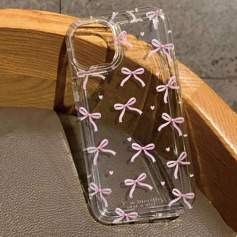 Étui de téléphone avec nœud en forme de cœur rose