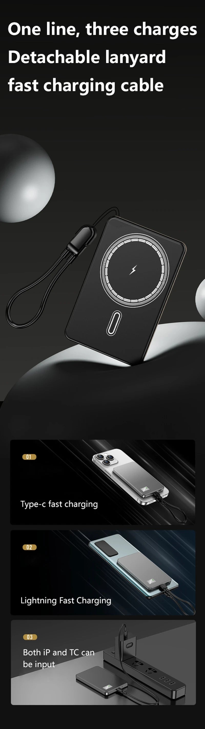 Xiaomi Batterie externe fine 50 000 mAh, certifiée CCC, ultra-mince, pour batterie portable magnétique sans fil PD20 W, charge rapide, affichage