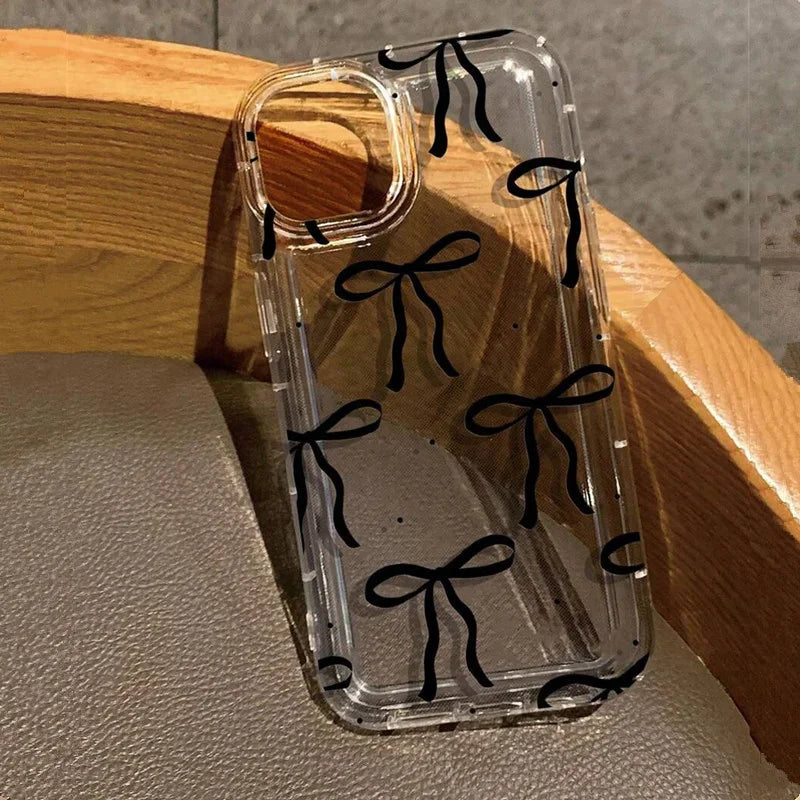 Étui de téléphone avec nœud en forme de cœur rose