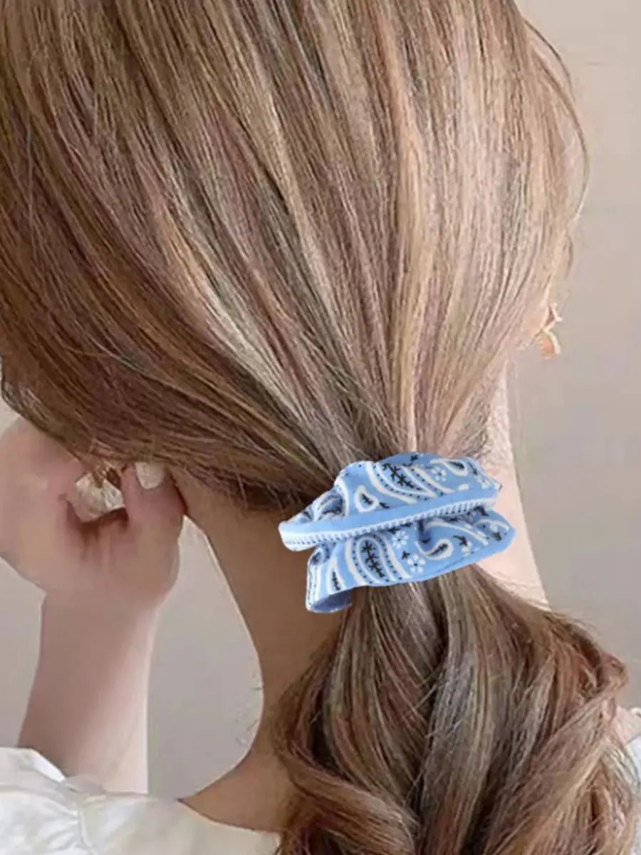 Chouchous style bohème pour femme, élastiques à cheveux imprimés, bande tricotée recouverte de tissu, accessoire pour attacher les cheveux..