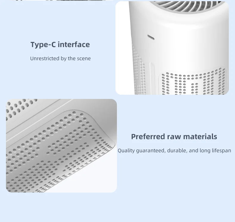 Mini purificateur d'air de bureau Xiaomi, filtre HEPA avec technologie à ions négatifs, élimine les odeurs de formaldéhyde, la fumée et les particules de poussière