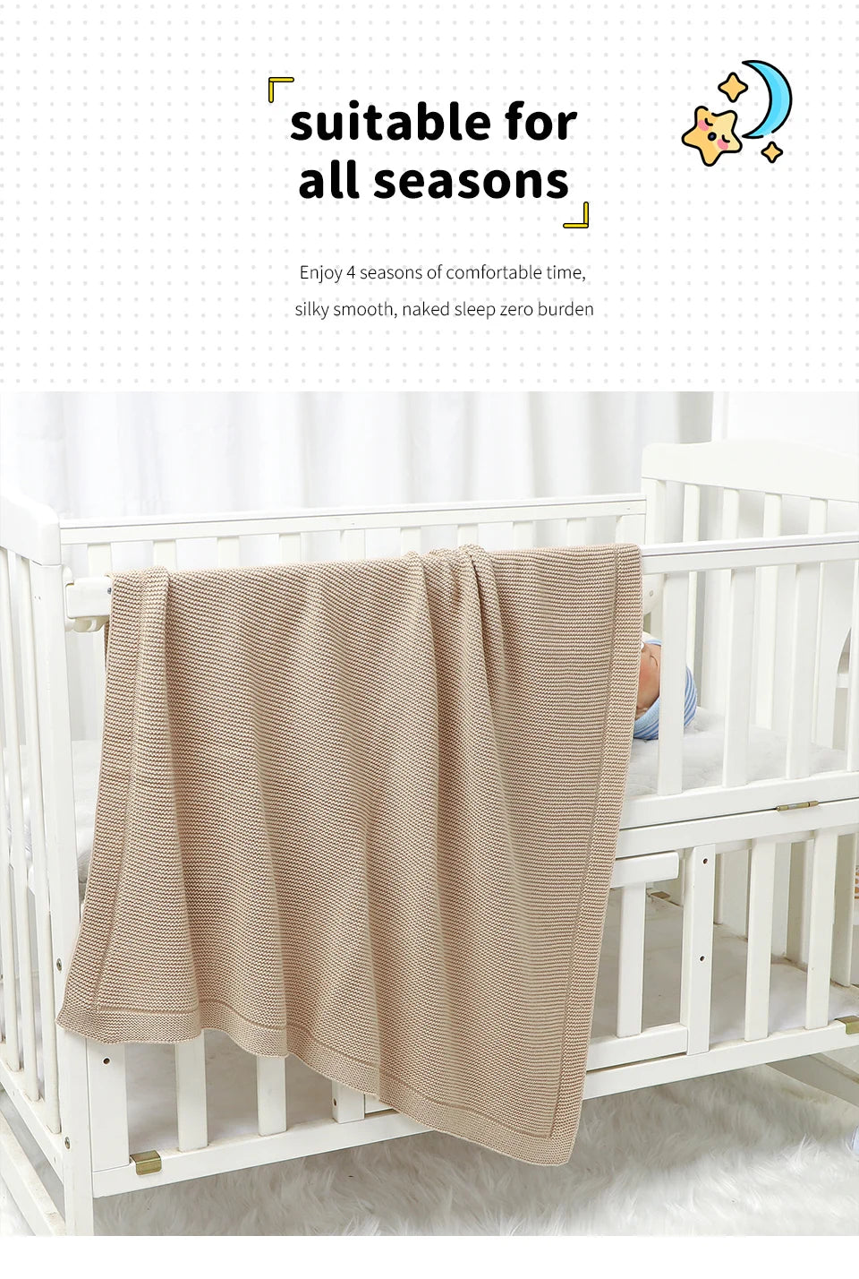 Couverture Bébé en Coton – Multifonction, 4 Saisons, 100×80 cm – Nid d’Ange, Plaid, Swaddle ou Tapis d’Éveil – Garçon & Fille