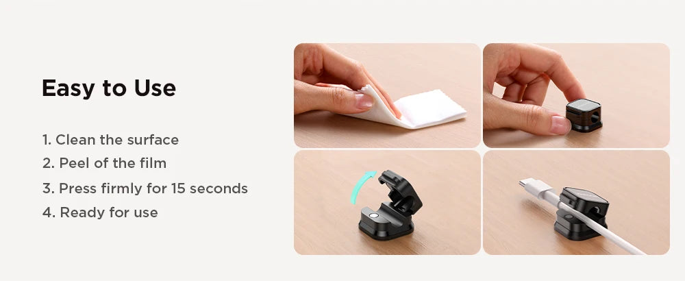 oyroom Clips de câbles magnétiques Câble lisse Support de cordon réglable sous le bureau Gestion des câbles Garde-fils Organisateur de câbles Support