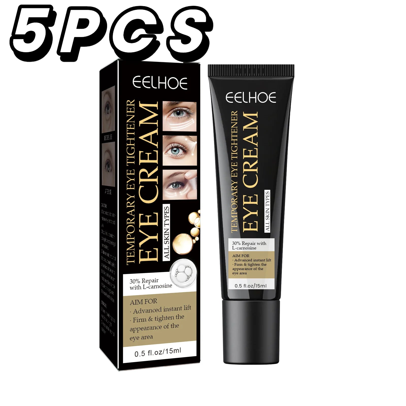 Crème Contour des Yeux EELHOE – Réduction des Cernes et des Poches, Raffermissante et Hydratante – Formule Nourrissante et Anti-Âge – 15ml