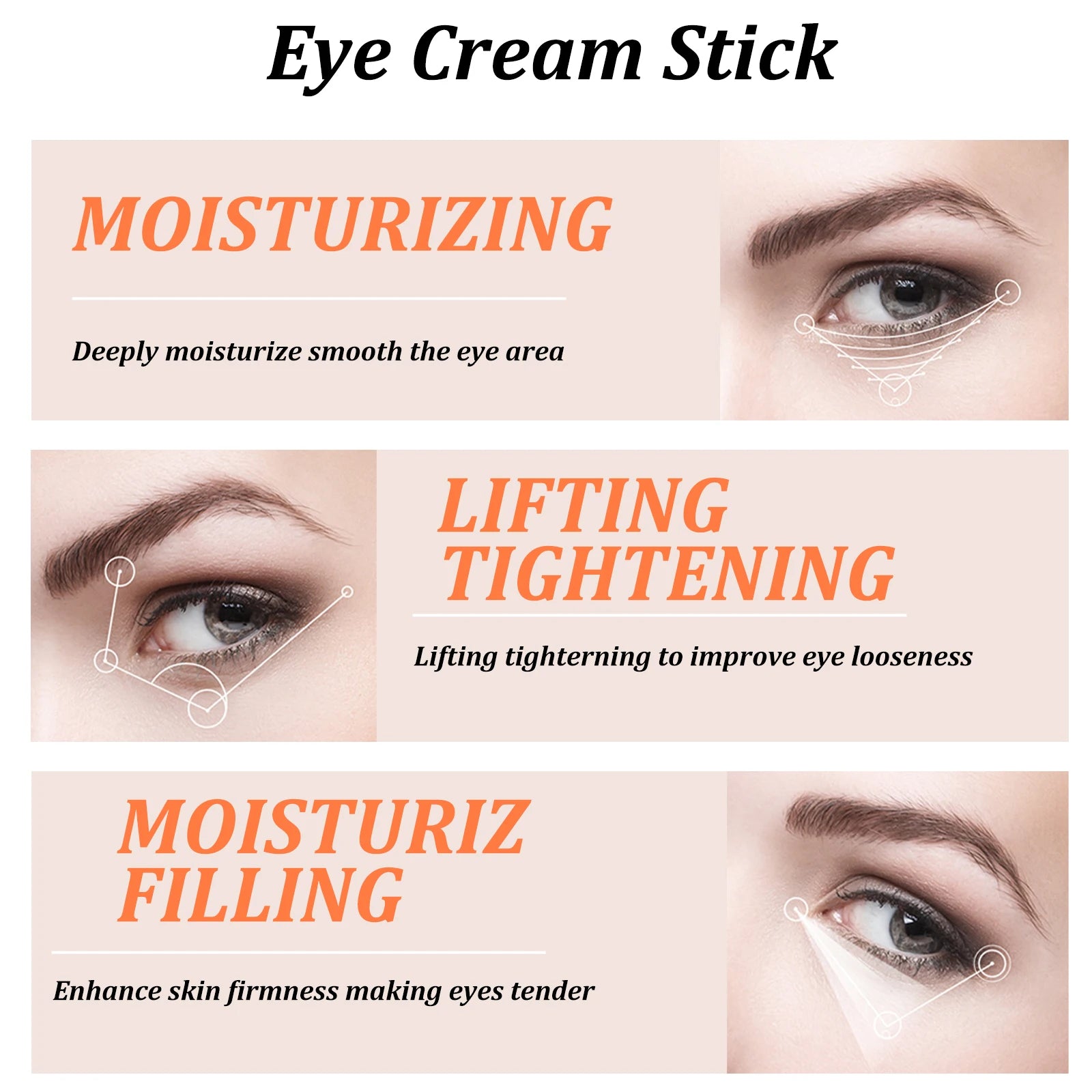 Stick Crème Contour des Yeux à la Bave d'Escargot – Collagène – Estompe les Rides et Ridules – Éclaircit les Cernes – Raffermit – Réduit les Poches et les Gonflements – Hydratant et Nourrissant