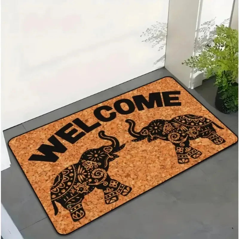 Ohemia Paillasson à motif éléphant, style bohème, exquis, pour entrée intérieure et extérieure, pour porte de chambre, décoration rétro pour la maison