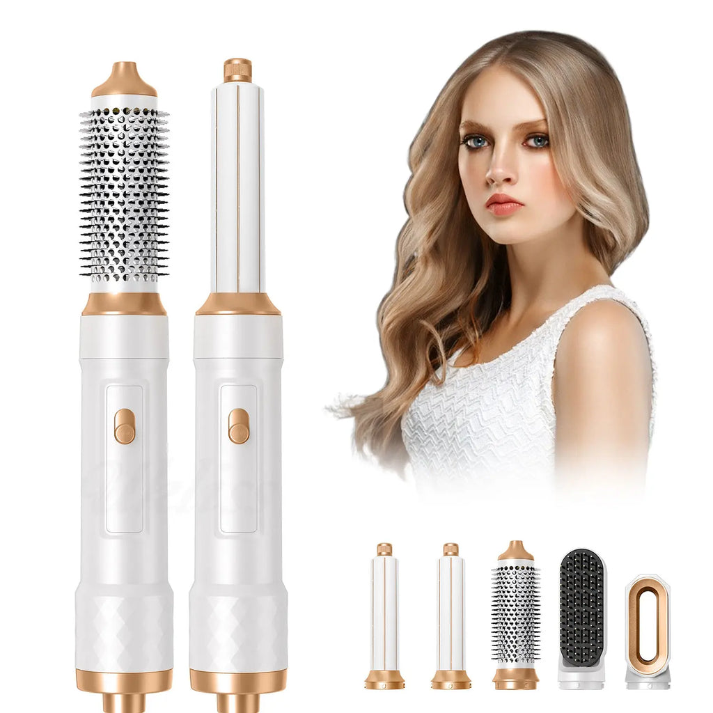 Sèche-cheveux professionnel 5 en 1 noir 1000 W, brosse chauffante pour cheveux, brosse lissante, brosse soufflante pour cheveux, coiffeur pour femme