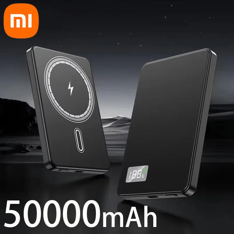 Batterie externe Xiaomi 50 000 mAh, certifiée 3C, fine, ultra-compacte, compatible avec MagSafe, charge rapide sans fil magnétique, affichage de la batterie portable