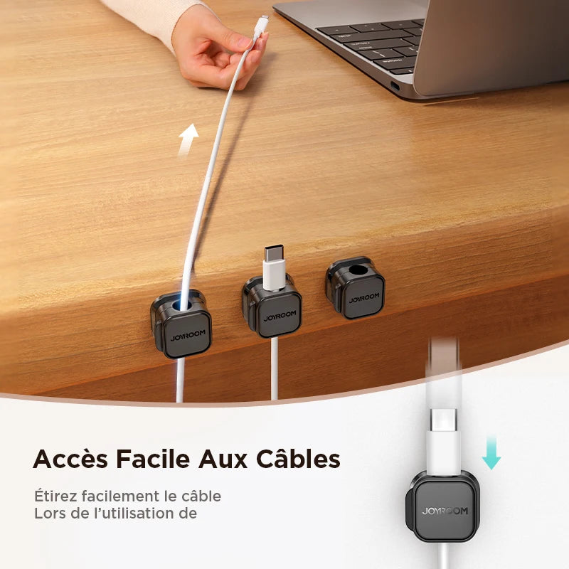 oyroom Clips de câbles magnétiques Câble lisse Support de cordon réglable sous le bureau Gestion des câbles Garde-fils Organisateur de câbles Support