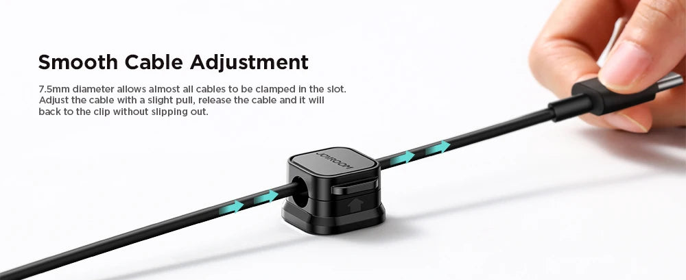 oyroom Clips de câbles magnétiques Câble lisse Support de cordon réglable sous le bureau Gestion des câbles Garde-fils Organisateur de câbles Support