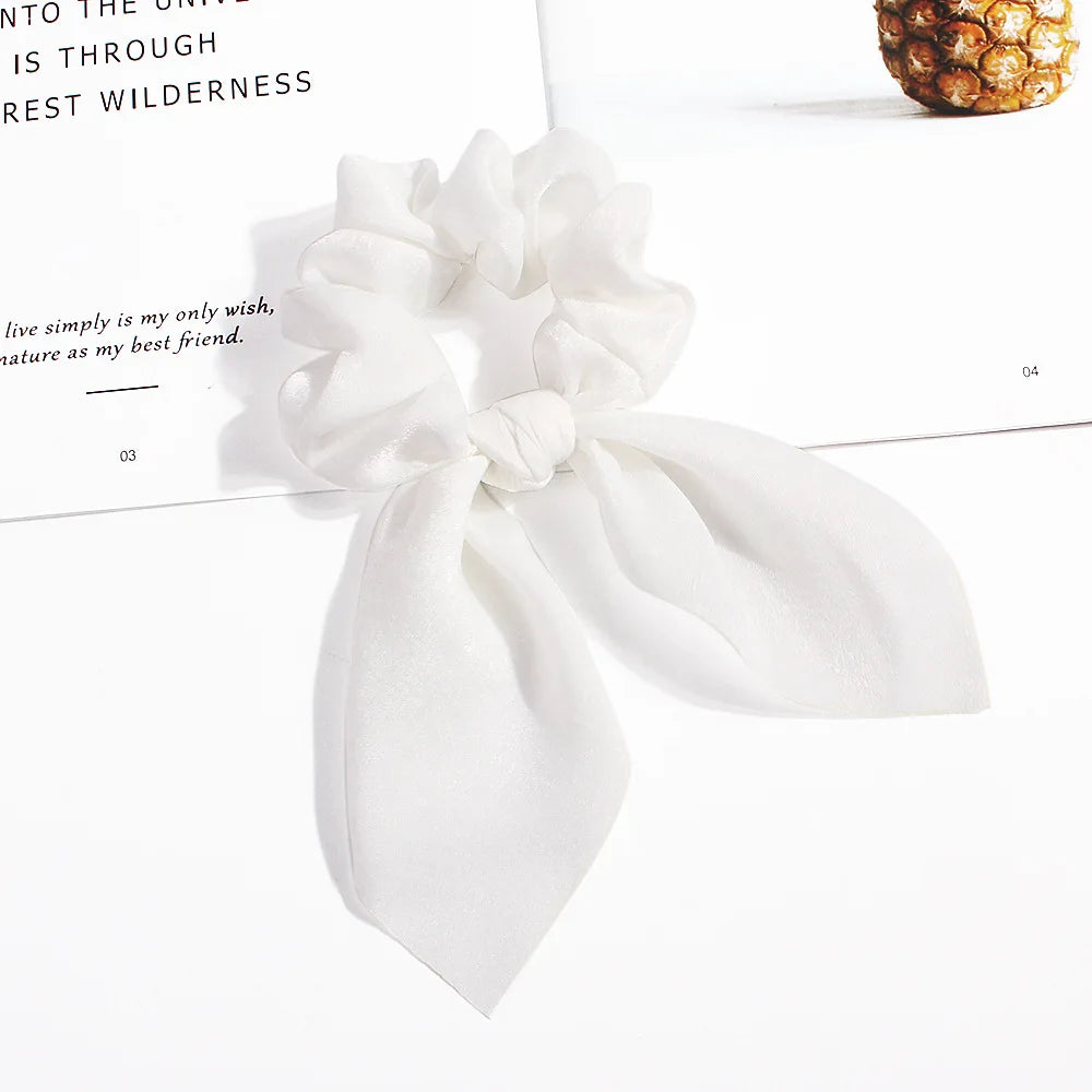 Leopard Bowknot Elastic Hair Band Women Solid Color Scrunchie Girls Hair Tie Ponytail Holder Headband Hair Rope Hair Accessories