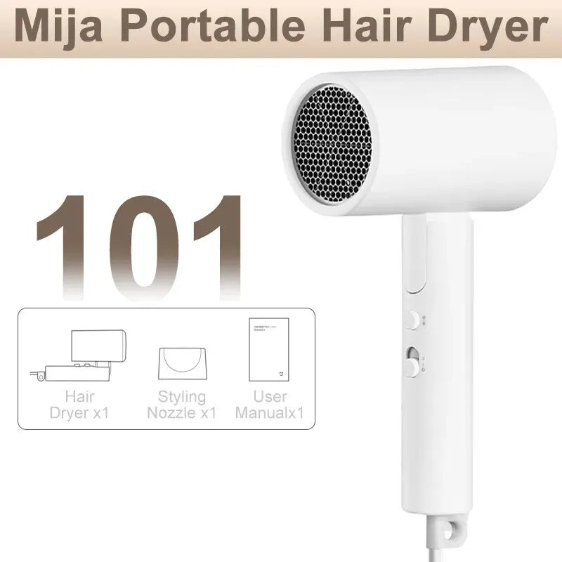 Xiaomi Mijia Sèche-cheveux portable à anions H101, séchage rapide, professionnel, pliable, 1600 W, 50 millions de rayons négatifs, pour la maison et les voyages