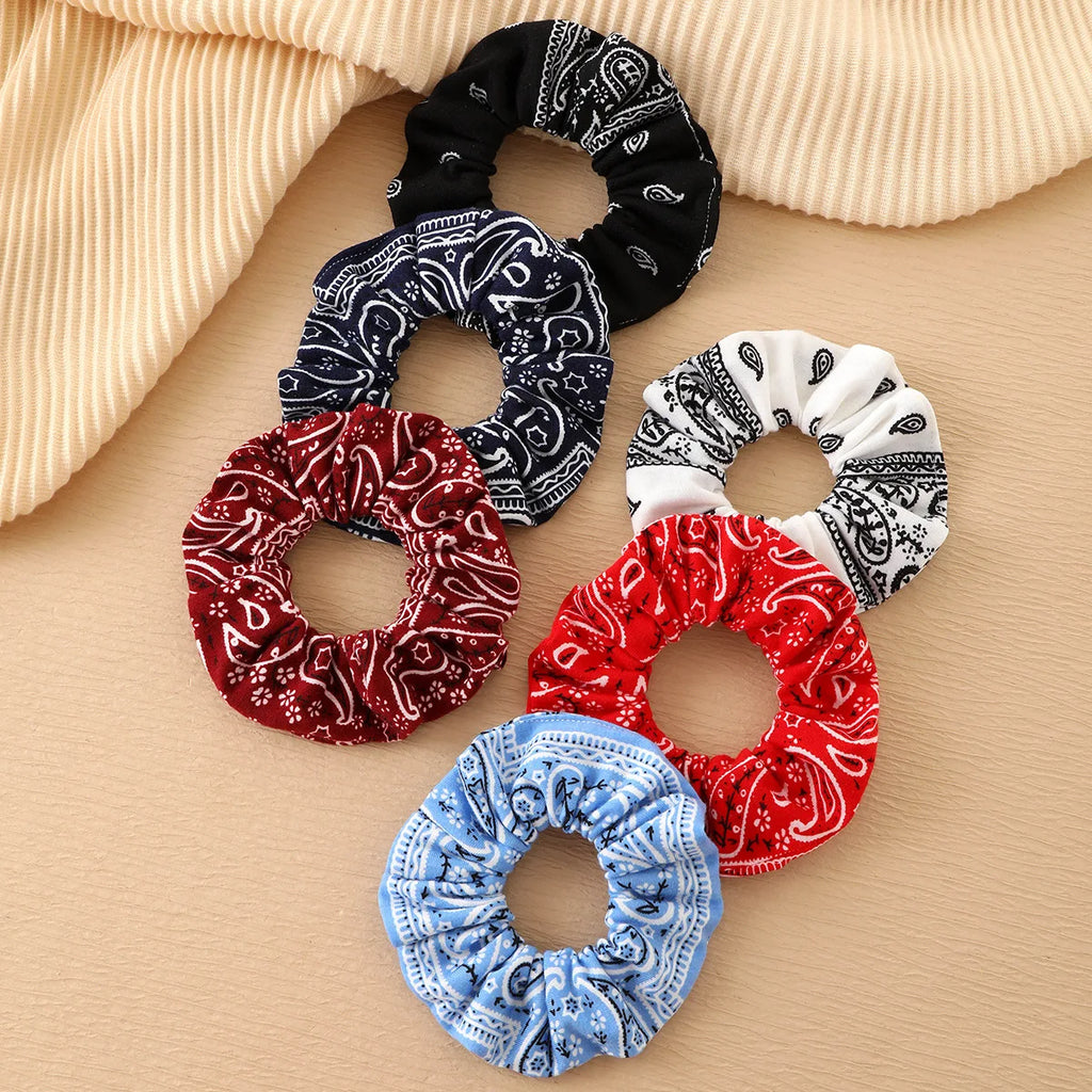 Chouchous style bohème pour femme, élastiques à cheveux imprimés, bande tricotée recouverte de tissu, accessoire pour attacher les cheveux..