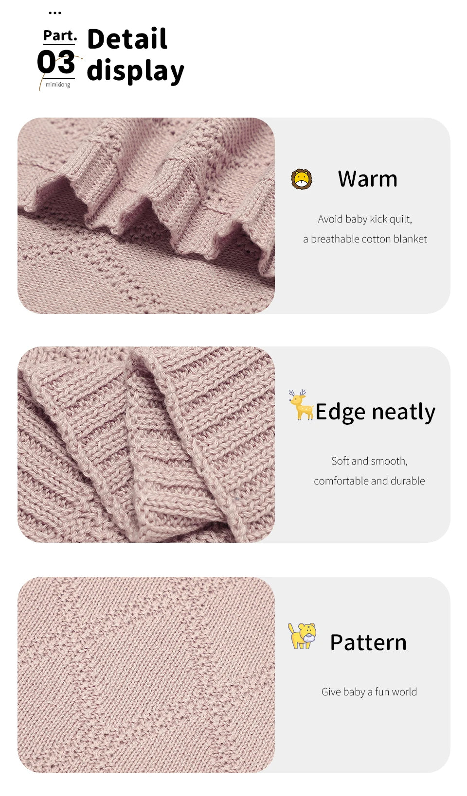 Couverture Bébé en Coton Super Douce – 90 x 70 cm