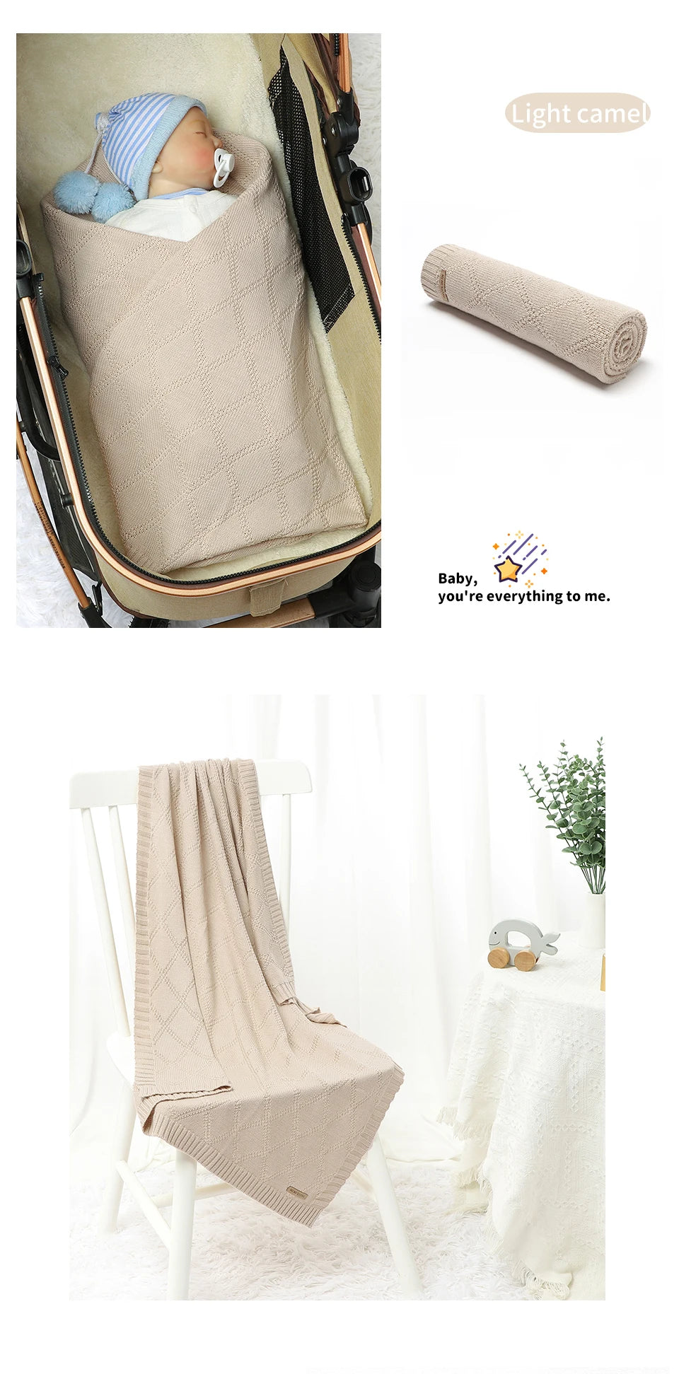 Couverture Bébé en Coton Super Douce – 90 x 70 cm