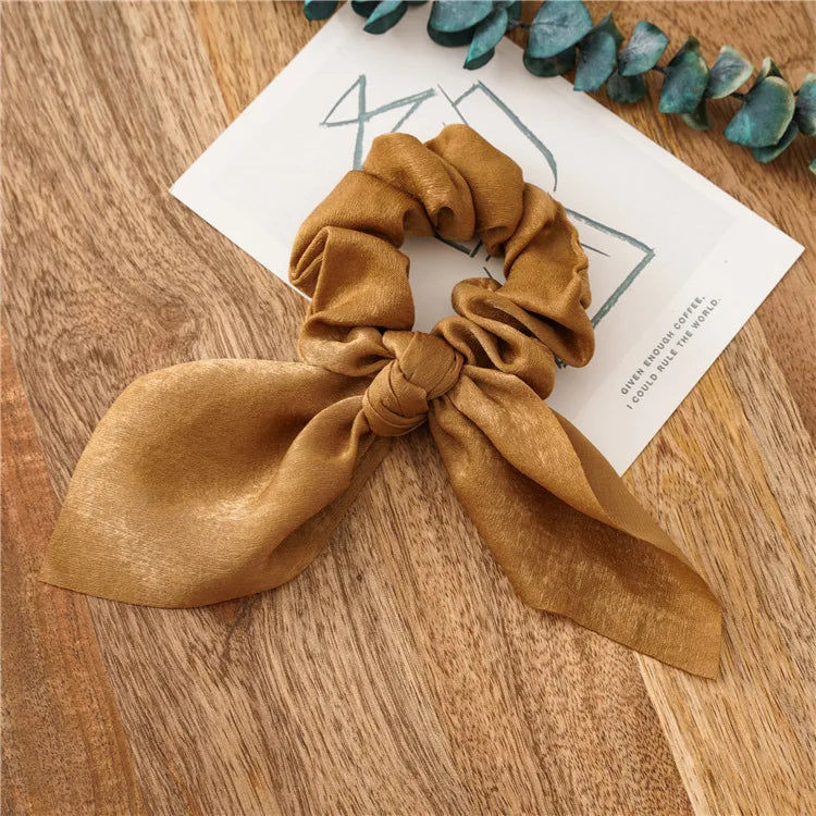 Leopard Bowknot Elastic Hair Band Women Solid Color Scrunchie Girls Hair Tie Ponytail Holder Headband Hair Rope Hair Accessories