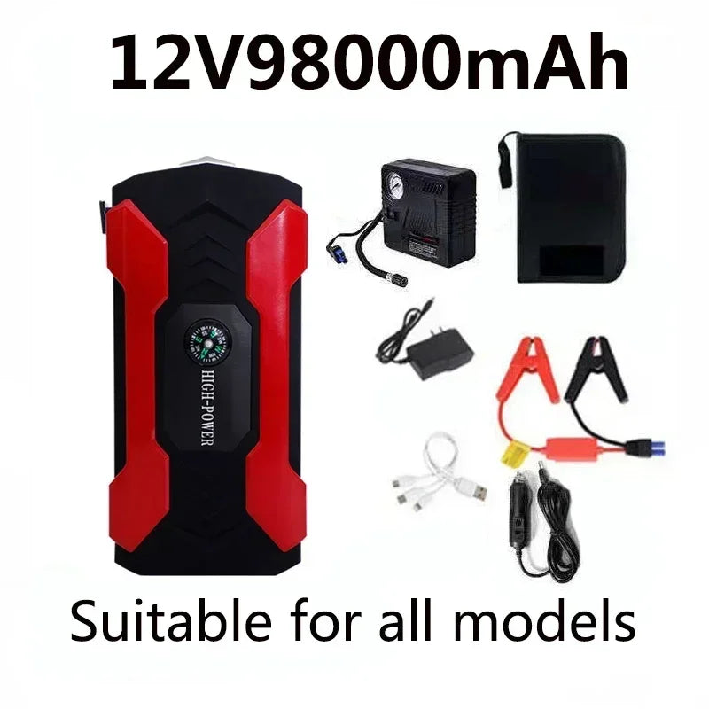 ⚡️ Démarreur de Voiture Portable – Batterie de Secours 98000 mAh, Booster de Démarrage d’Urgence avec Power Bank et Chargeur Auto