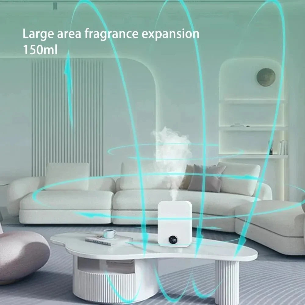 Diffuseur d’huiles essentielles sans eau avec système de nébulisation professionnel, écran LED et animations lumineuses, diffuseur de parfum intelligent pour la maison.