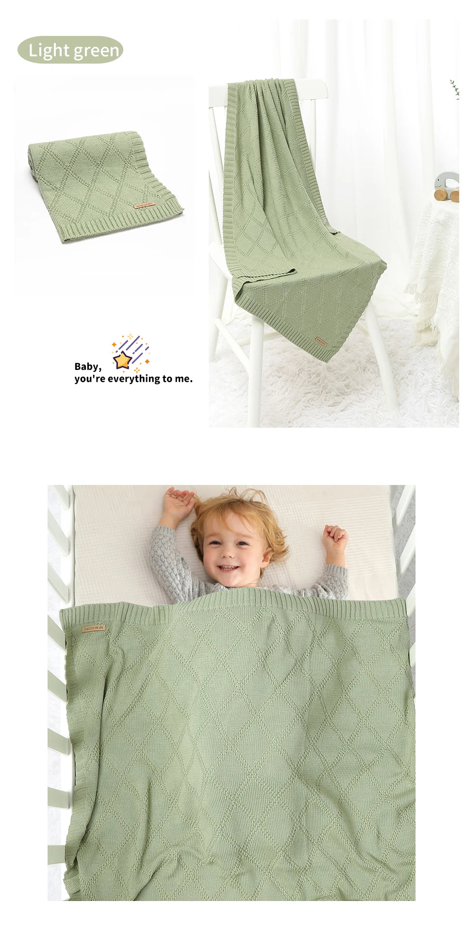 Couverture Bébé en Coton Super Douce – 90 x 70 cm