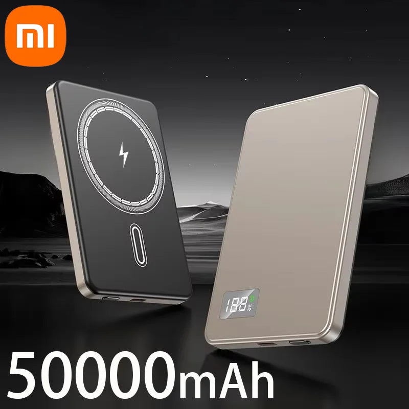 Batterie externe Xiaomi 50 000 mAh, certifiée 3C, fine, ultra-compacte, compatible avec MagSafe, charge rapide sans fil magnétique, affichage de la batterie portable