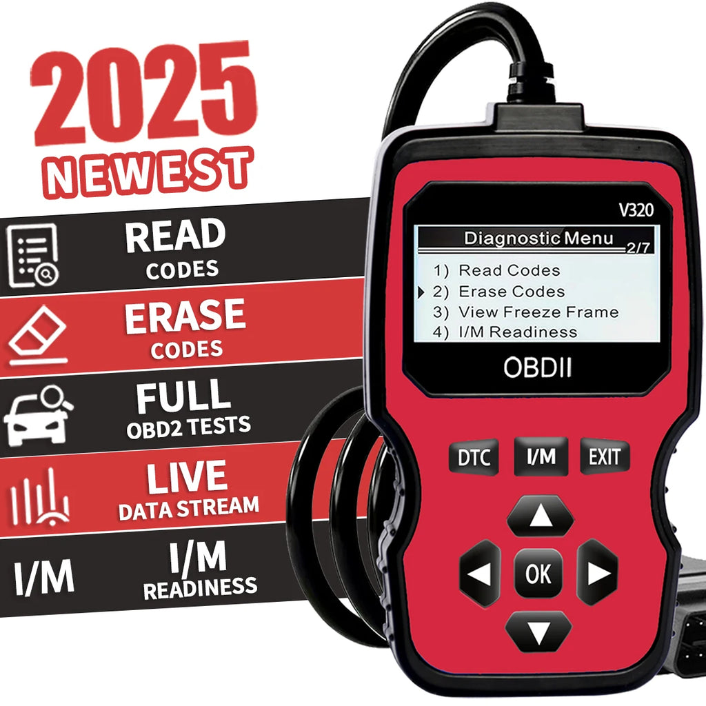 Outil de diagnostic OBD2 – Lecteur de codes moteur pour tous les véhicules à partir de 1996 avec affichage des données en temps réel, test de batterie et effacement des codes