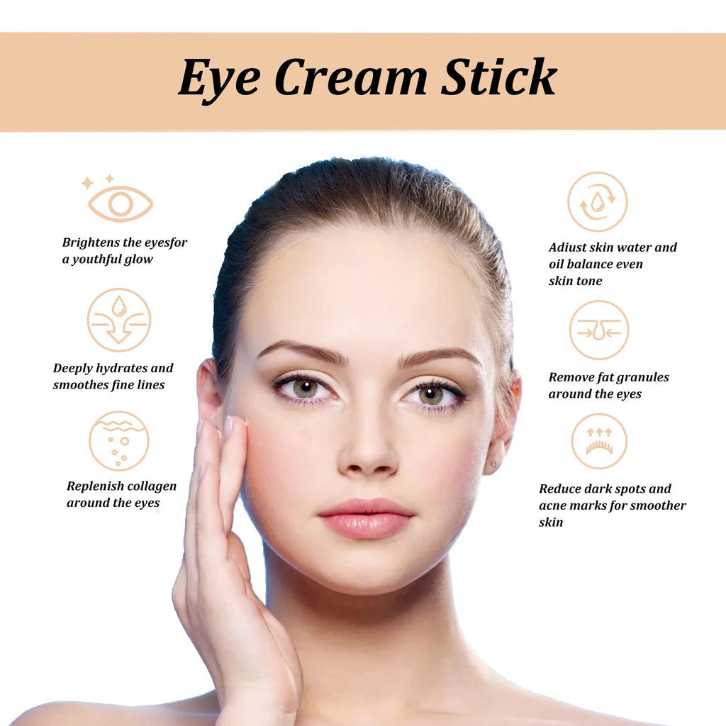 Stick Crème Contour des Yeux à la Bave d'Escargot – Collagène – Estompe les Rides et Ridules – Éclaircit les Cernes – Raffermit – Réduit les Poches et les Gonflements – Hydratant et Nourrissant