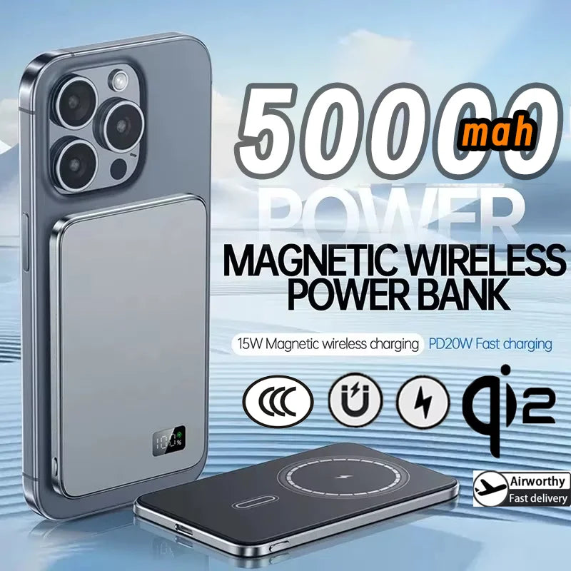 Xiaomi Batterie externe fine 50 000 mAh, certifiée CCC, ultra-mince, pour batterie portable magnétique sans fil PD20 W, charge rapide, affichage