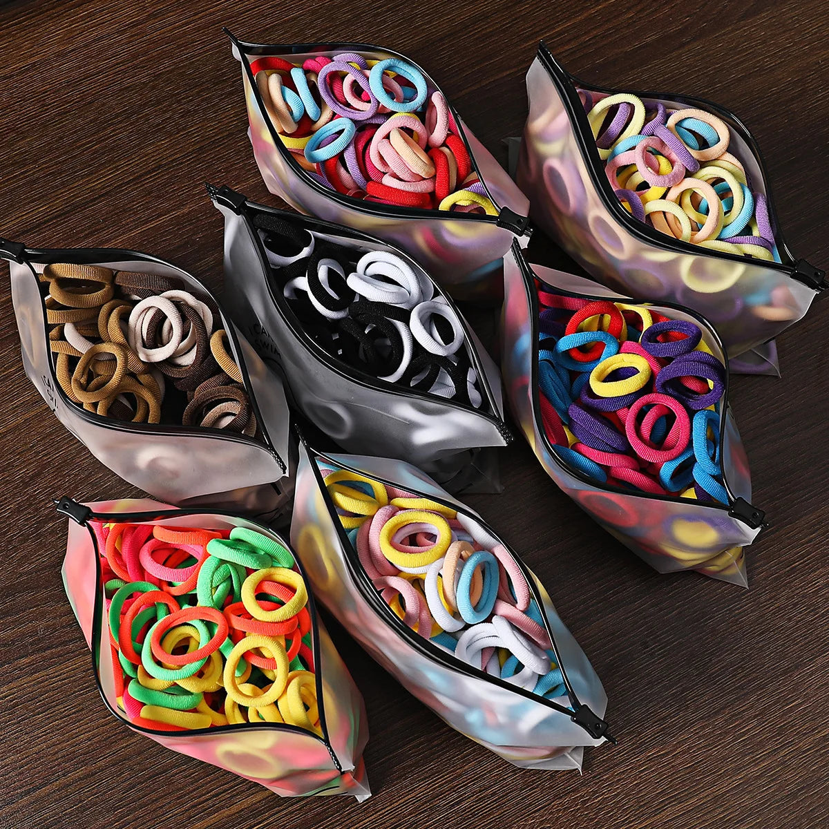 Pièces d'élastiques à cheveux colorés pour enfants, fabriqués en nylon