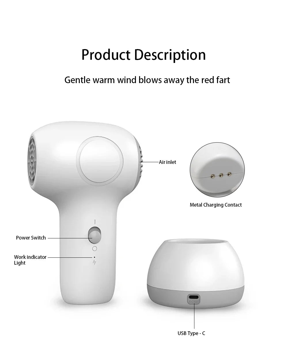 Sèche-cheveux sans fil pour enfants, petit diffuseur universel 60 W, silencieux, température constante, pour cheveux et fesses