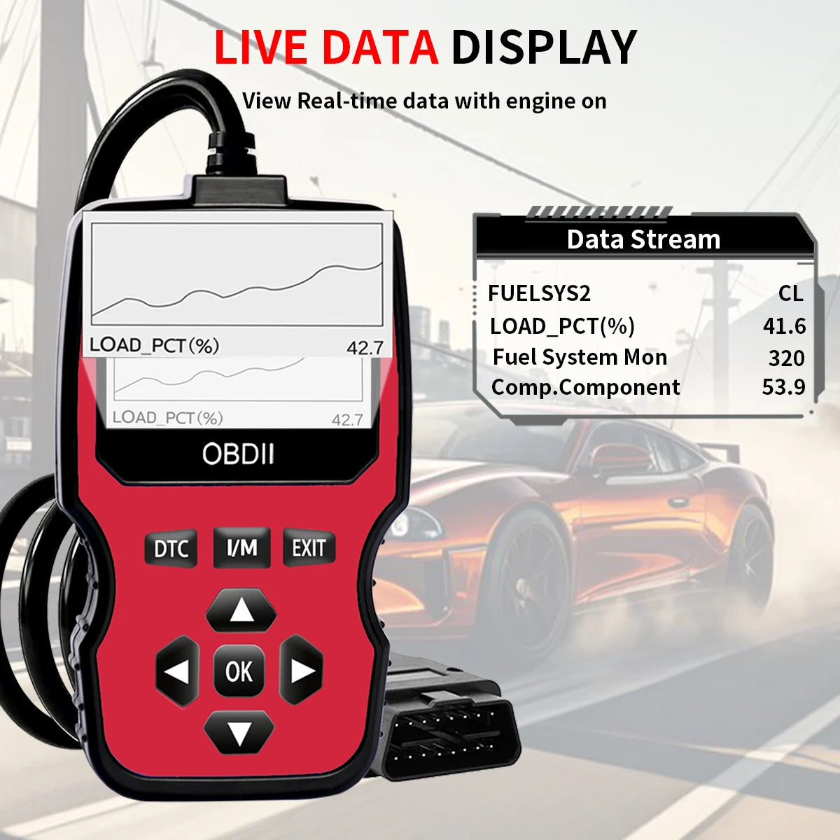 Outil de diagnostic OBD2 – Lecteur de codes moteur pour tous les véhicules à partir de 1996 avec affichage des données en temps réel, test de batterie et effacement des codes