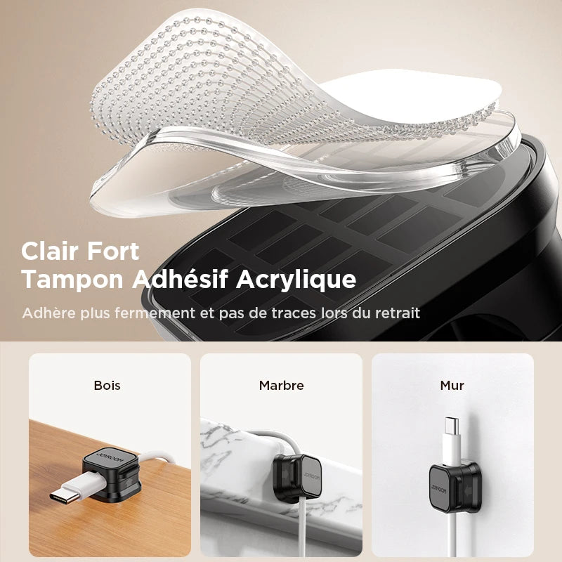 oyroom Clips de câbles magnétiques Câble lisse Support de cordon réglable sous le bureau Gestion des câbles Garde-fils Organisateur de câbles Support