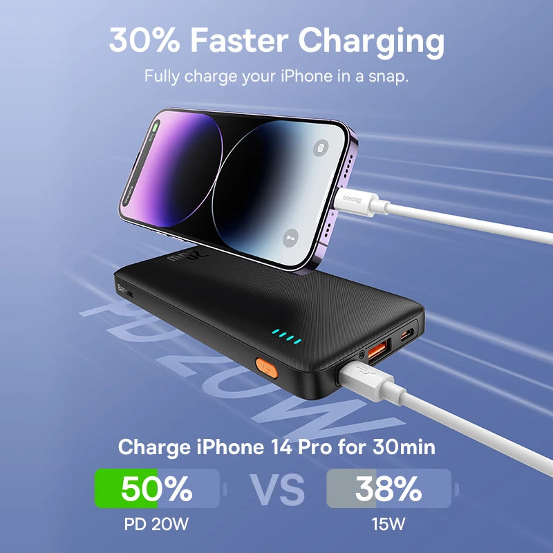 Baseus Airpow 20W Power Bank 10000mAh 20000mAh Charge rapide Powerbank pour iPhone 16/15/14/13/12 Xiaomi batterie externe