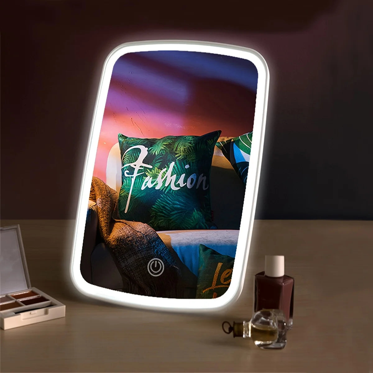 Miroir de maquillage à LED avec capteur tactile et éclairage 3 couleurs