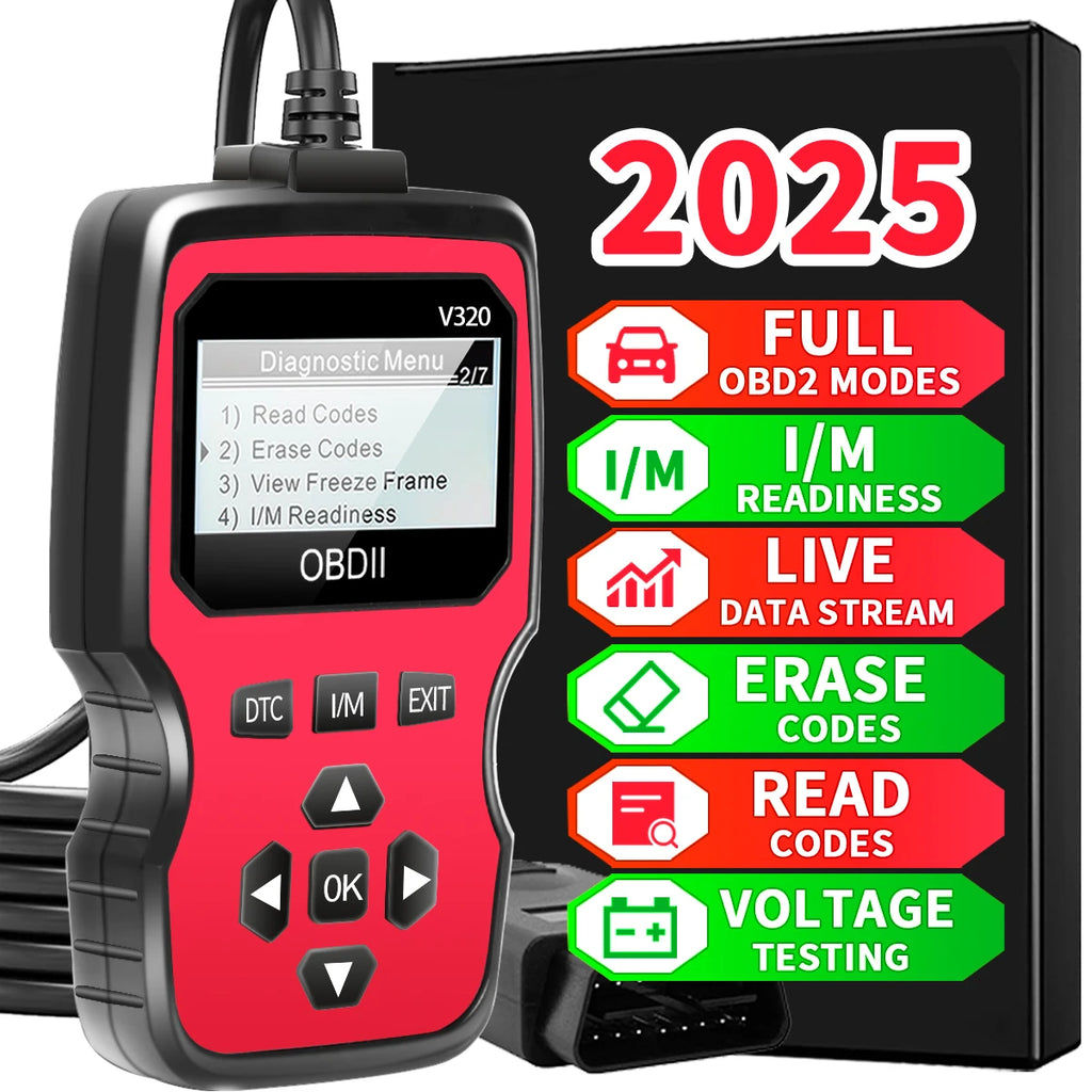 Outil de diagnostic OBD2 – Lecteur de codes moteur pour tous les véhicules à partir de 1996 avec affichage des données en temps réel, test de batterie et effacement des codes