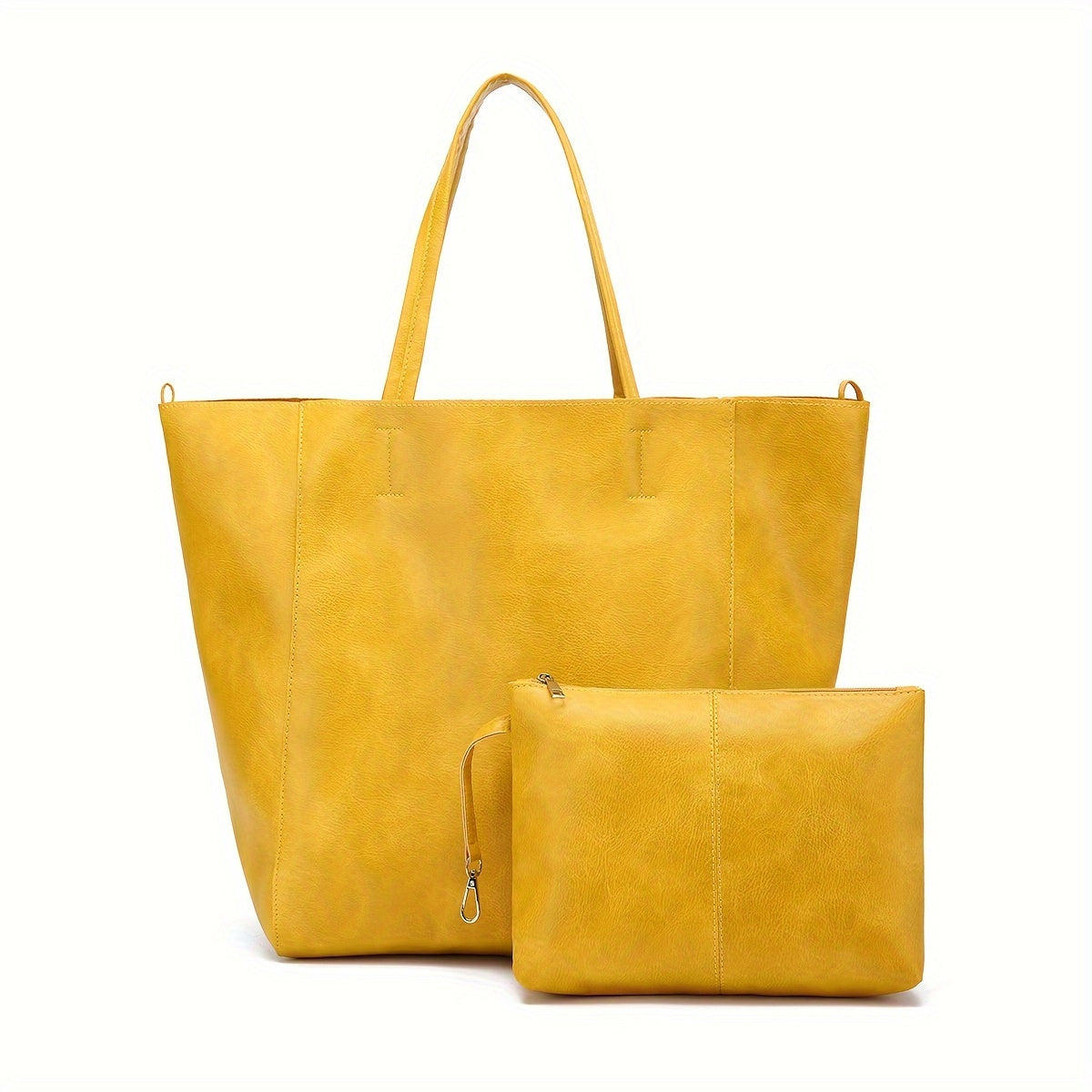 👜 Sac à Bandoulière Rétro – Couleur Unie, Grand Cabas avec Pochette Intérieure