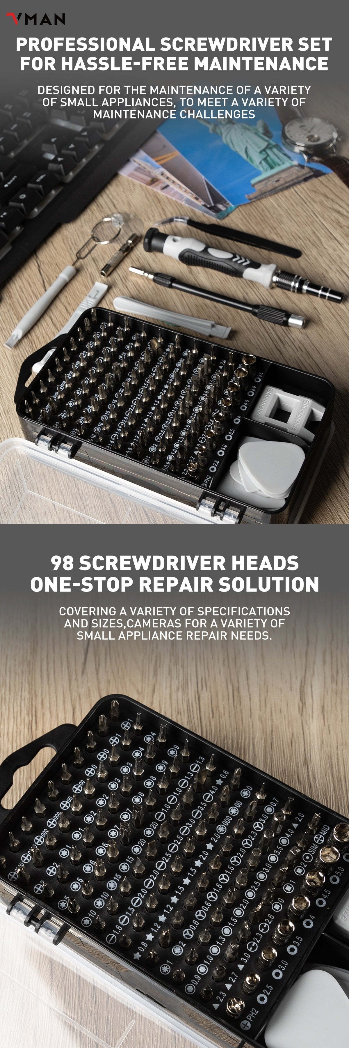Jeu de Tournevis de Précision 117 en 1 – Kit d’Outils Magnétiques pour Réparation Électronique avec Boîtier