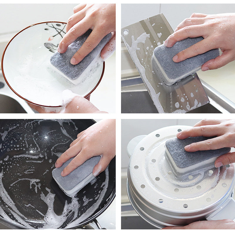 Kit d’éponges de nettoyage double face avec tampon à récurer pour la maison