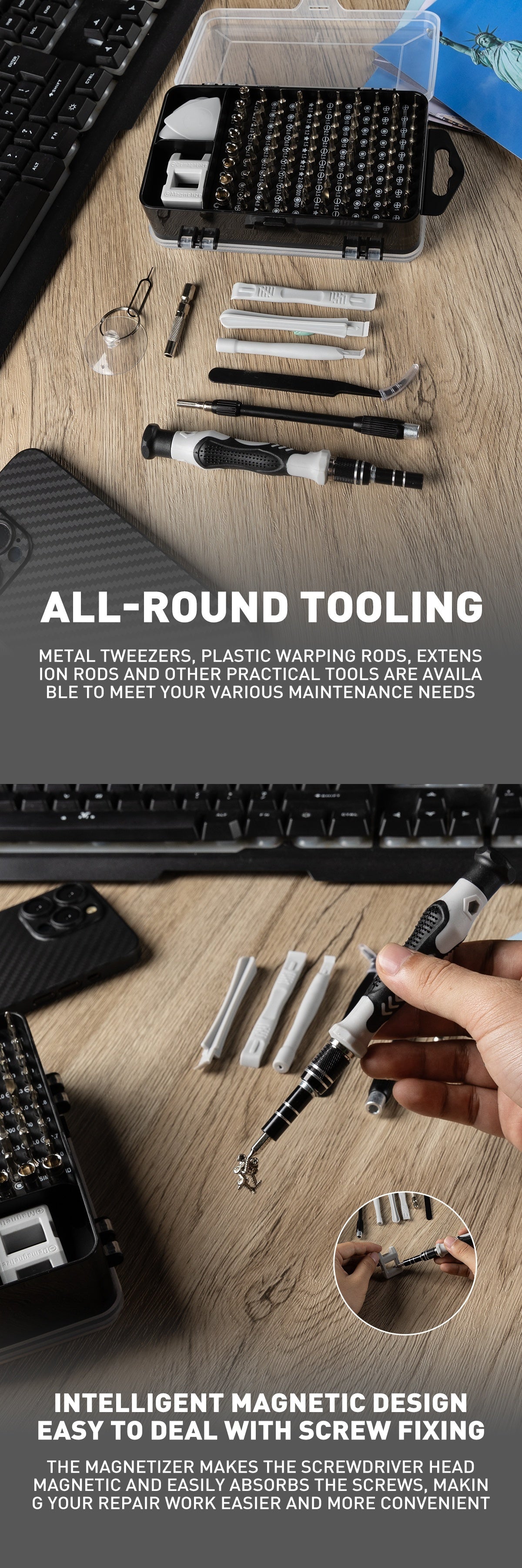 Jeu de Tournevis de Précision 117 en 1 – Kit d’Outils Magnétiques pour Réparation Électronique avec Boîtier