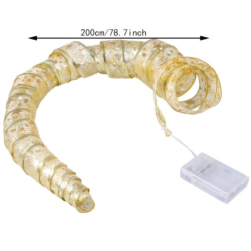 🎄 Guirlande Lumineuse Ruban pour Sapin de Noël – 20 LEDs, Fonctionne sur Piles, pour Décoration Intérieure et Extérieure